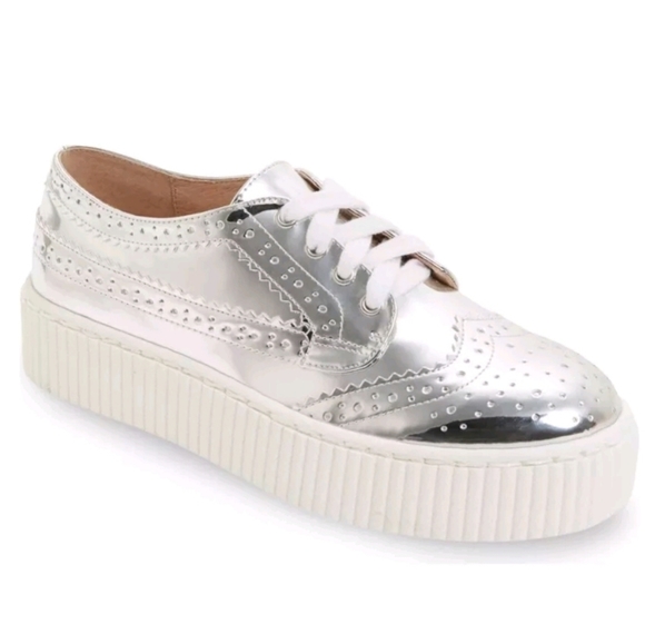 Shellys London Shoes - Funky Shellys London Silver Dilys Platform Sneakers Size 8.5
